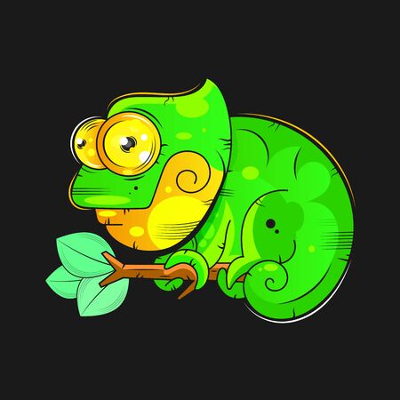 Cartoon Chameleon Vector Illustration Suitable For Greeting Card, Poster Or T-shirt Printing.のイラスト素材