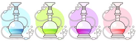 Set Of Hookah Icons. Design Elements Of A Logo , Label, Emblem, Or Sign. Vector Illustrationのイラスト素材