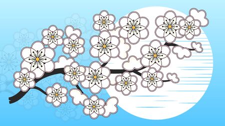 Sakura Flowers Background. Cherry Blossom Isolated Vector Illustration Suitable For Greeting Card, Poster Or T-shirt Printing.のイラスト素材