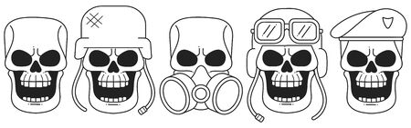 Hand-drawn Skulls Vector Set. Grunge Skulls. Vector Illustration.のイラスト素材
