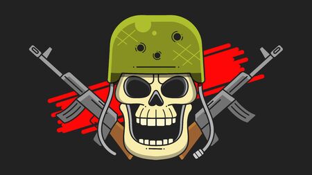 Skull Military Helmet. The Illustration On The Theme Of The Army On A Dark Background.のイラスト素材