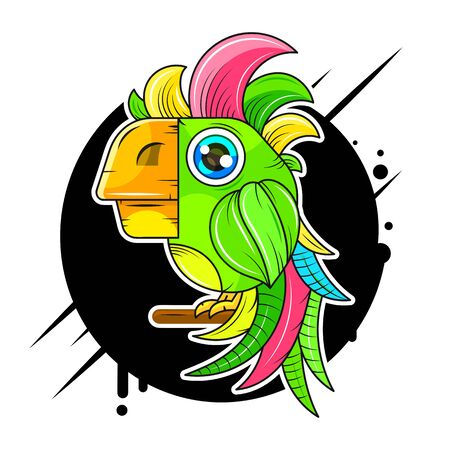 Cartoon Cute Parrot Vector Icon Suitable For Greeting Card, Poster Or T-shirt Printing.のイラスト素材