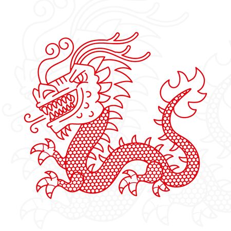 Silhouette of Asian Dragon Vector Illustration Suitable For Greeting Card, Poster Or T-shirt Printing.のイラスト素材