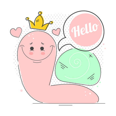 Snail Hello children's illustration for t shirts postersのイラスト素材