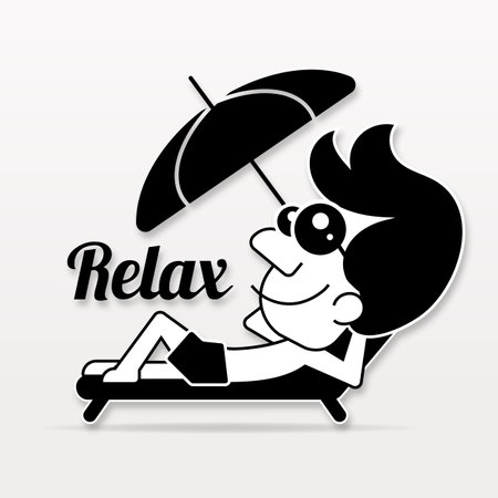 Ant relaxing in a hammock Vector line art illustrationのイラスト素材