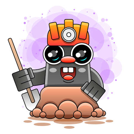 Cartoon funny mole wearing helmet and glassesのイラスト素材