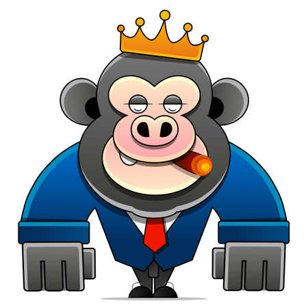 Hand drawn king of monkeys coloring page.のイラスト素材