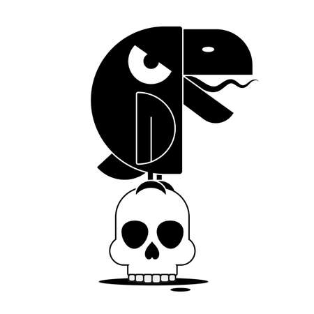 Black raven isolated on white background. Hand drawnのイラスト素材