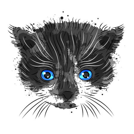 cute kitten on a white background is suitable for printingのイラスト素材