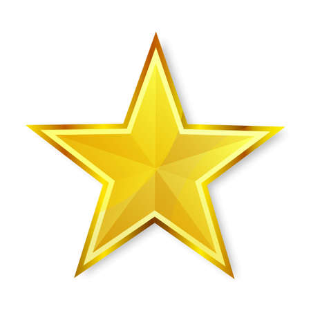 shiny golden star icon on white background