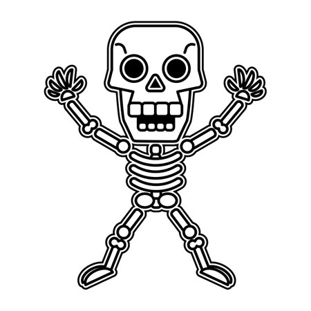 Human skeleton posing isolated over black background vectorのイラスト素材