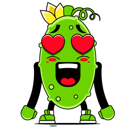 Cucumber character icon. Vector comic illustration. Isolatedのイラスト素材