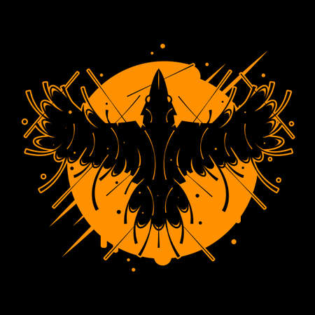 Raven. Fat style vector logo mark templateのイラスト素材