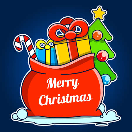 Christmas background with open bag of Santaのイラスト素材