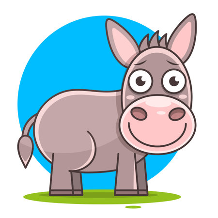 donkey cute illustration, donkey cartoon, donkey vectorのイラスト素材
