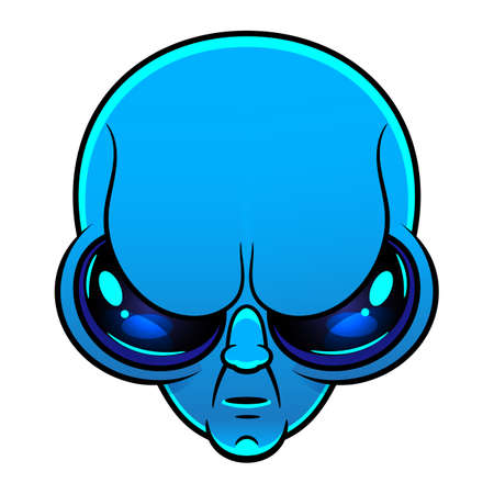 Green alien face emoji. Extraterrestrial humanoid head icon vector illustration.のイラスト素材