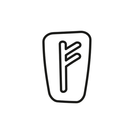 Fehu rune written on a stone. Vector illustration. Isolated on white. Hand-drawnのイラスト素材
