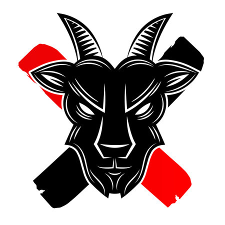 Minimal Goat Head Logo - A sketch of a Goat head. Goat Head Line Icon. Vector illustration on a white background.のイラスト素材