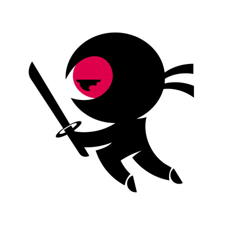 Ninja warrior icon. Simple black ninja head logo illustrationのイラスト素材