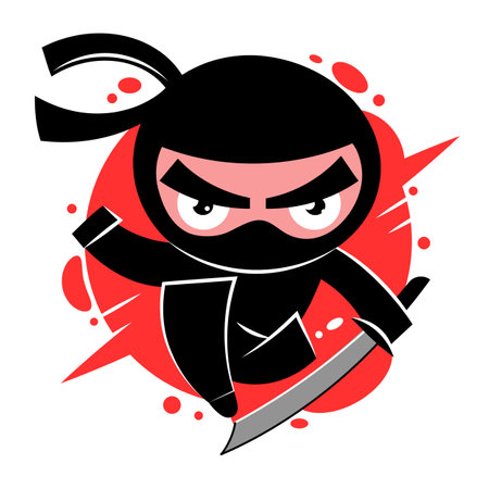 Illustration vector graphic of Ninja. Ninja minimalist style isolated on a white background. The illustration is Suitable for banners, flyers, stickers, Cardのイラスト素材
