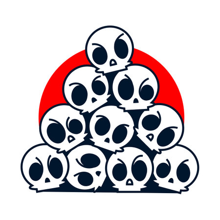 A pile of skulls human skulls background tattoo hand drawing vectors artのイラスト素材