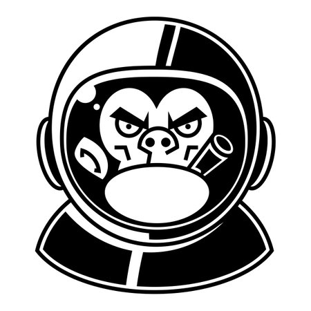 Vector illustration of a funny chimpanzee in an astronauts suit, smoking a cigarのイラスト素材