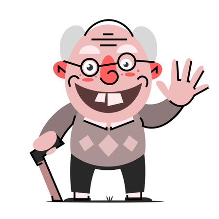 Funny illustration of old man cartoon character. Isolated illustration.のイラスト素材