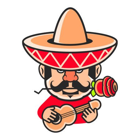 Cinco de Mayo vector set sombreros, pinatas, a guitar, cactus flowersのイラスト素材