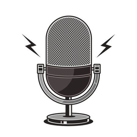Podcast concept vector icon set. Sound wave equalizer symbol. Microphone, voice, recording logoのイラスト素材