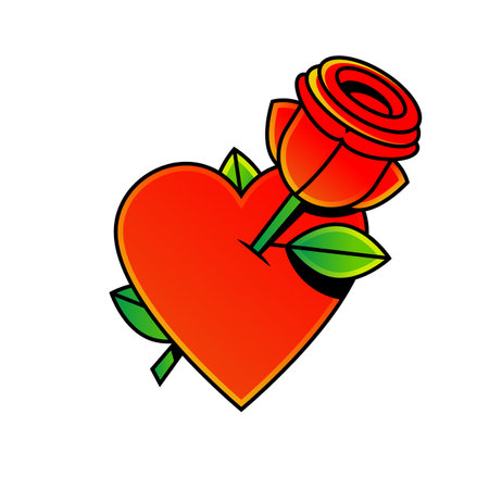 Tattoo Heart with ribbon. Old school retro vector illustration.のイラスト素材