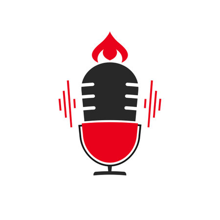 Podcast concept 3D illustration. Icon composition with microphone, headphones, recording audio, listening talk or interview in mobile podcasting application. Vector illustration for modern web designのイラスト素材