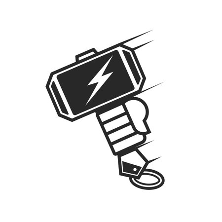 Thor Hammer Icon in trendy flat style isolated on gray background, for your web site design, app, logo, UI. Vector illustration, EPS10.のイラスト素材