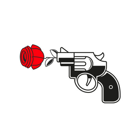 Steel revolver icon. Simple illustration of steel revolver vector icon for web design isolated on white backgroundのイラスト素材