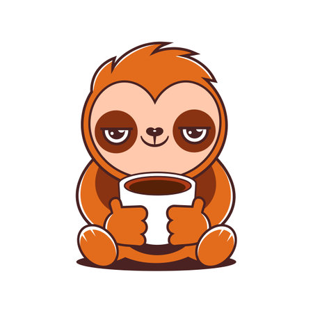 Cute Sloth Yoga Cartoon Vector Icon Illustration. Animal Healthy Icon Concept Isolated Premium Vector. Flat Cartoon Styleのイラスト素材