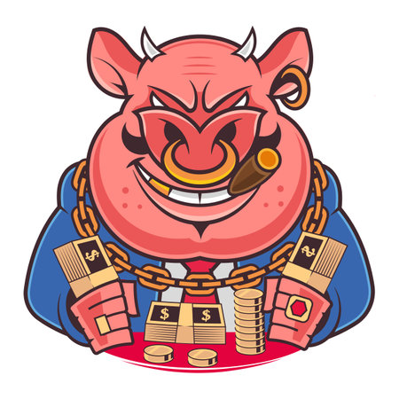 Cute Pig illustration Pig kawaii chibi vector drawing style Pig cartoonのイラスト素材