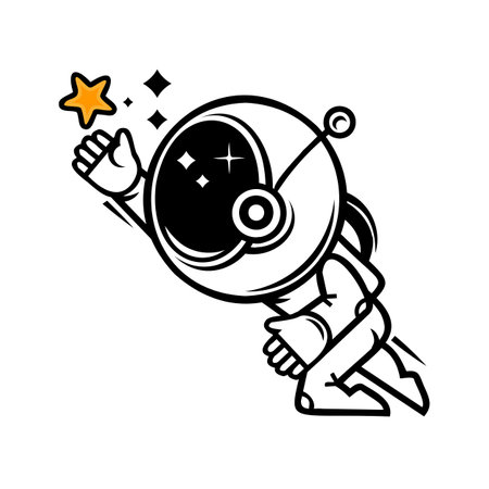 Astronaut on a rocket on the background of the moon and space. Vector illustrationのイラスト素材
