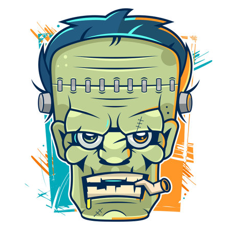 Retro Monster Party style old label kull for t-shirtのイラスト素材