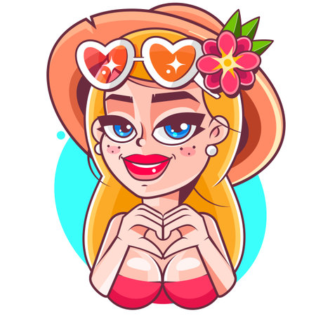 Girl in a pink bathing suit. A young woman is sunbathing on theのイラスト素材