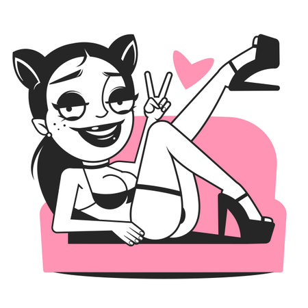 Cute girl sitting in comfortable chair with a plaid and talking on mobile phone while holding tablet in her other hand isolated on white backgroundのイラスト素材