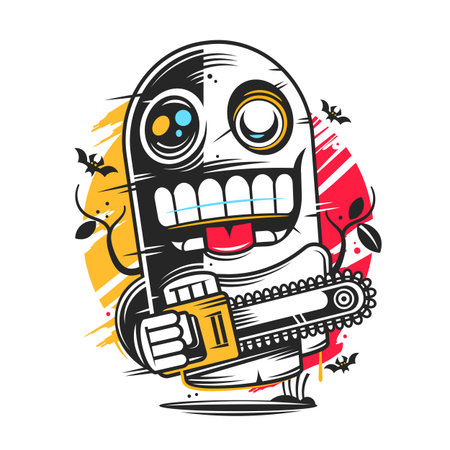 Spooky halloween scene with friendly ghost zombie and jack o lantern under a full moonのイラスト素材