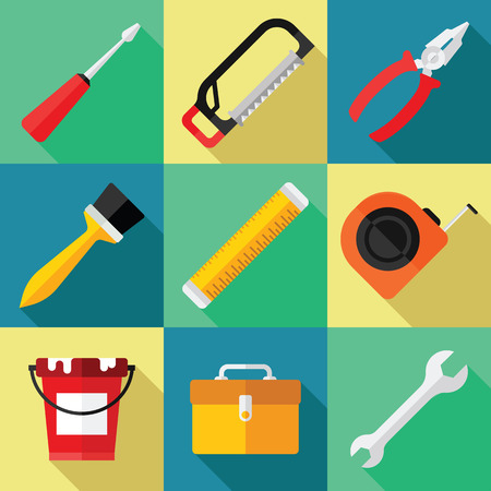 Hand Tools Icon Set for Repair in a Flat Designのイラスト素材