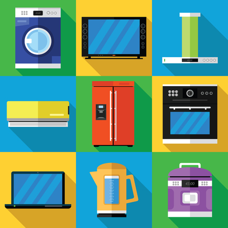 Household Appliances Icons Set in a Flat Designのイラスト素材