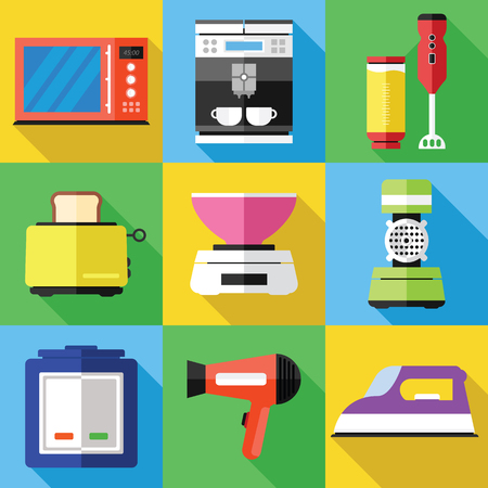 Household Appliances Icons Set in a Flat Design.のイラスト素材