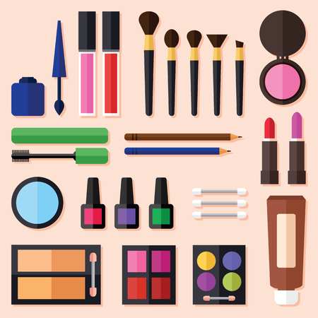 Beauty and makeup icon set in a flat design.のイラスト素材