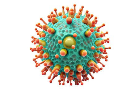 Image illustration of coronavirus and influenza 3D virus icon. Isolated on white background with clipping path. Generative AI.の素材