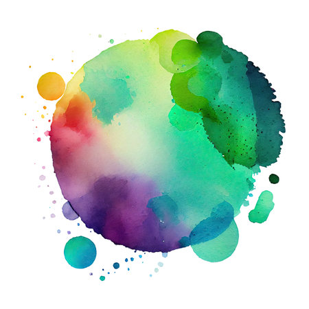 Art watercolor green circle paint blotch isolated on white background for Valentine day or wedding Transparent png. Generative AI.の素材