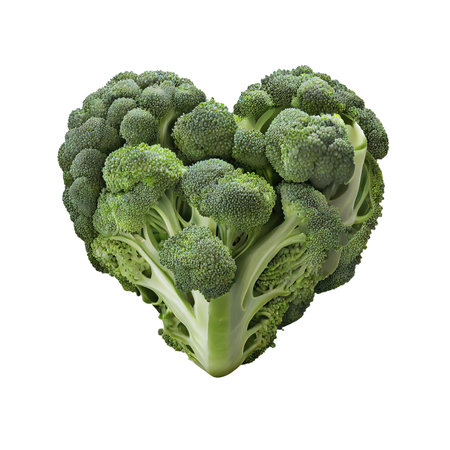 Broccoli cabbage in the shape of a heart vegetable plant isolated Transparent background png. Generative ai.の素材