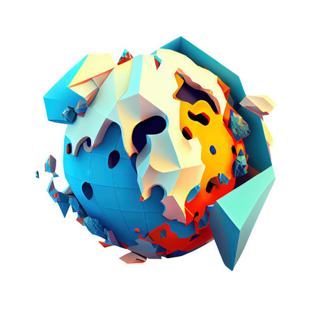Climate change concerns, 3d icon Global warming, cute Graphic illustration of floating earth melting isolated Transparent background png. Generative ai.の素材