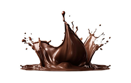 Hot chocolate crown splash on isolated background transparent png. Generative ai.の素材