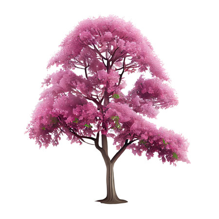 Cherry blossoms Pink spring tree on Isolated Transparent png background. 3D illustration spring isolated transparent background png. Generative AI.の素材